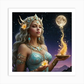 Aphrodite The Magic of Watercolor: A Deep Dive into Undine, the Stunningly Beautiful Asian Goddess 1 Art Print