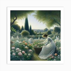 Lady In A Garden 3 Art Print