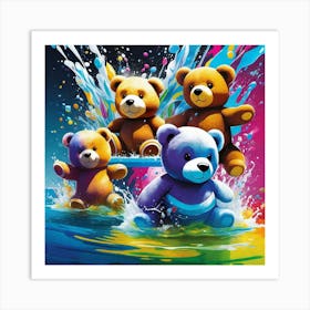 Teddy Bears In The Water 1 Art Print