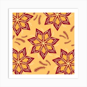 Red And Yellow Floral Pattern Art Print