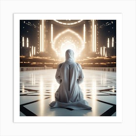 Muslim Woman Praying In Mosque Art Print