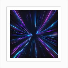 Blue And Purple Light Burst Art Print