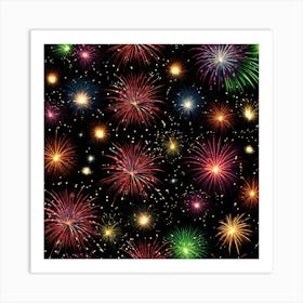 Fireworks On A Black Background 2 Art Print