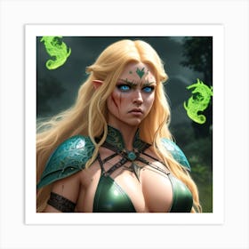 Elf Girl Warrior Art Print