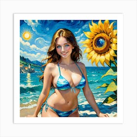 Sunflower Girl fyu Art Print