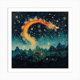 Dragon In The Night Sky Art Art Print