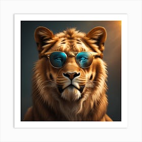 Lion With Sunglasses Art Print