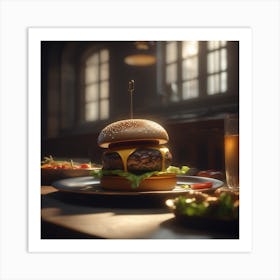 Burger On A Plate 124 Art Print