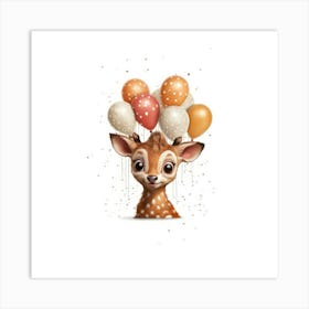 Deer With Balloons 1 Art Print