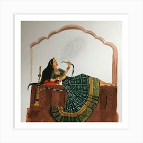 Indian Woman Smoking A Pipe Art Print