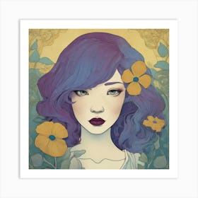 Girl With Flowers 1 Art Print