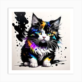 Colorful Cat Painting 3 Art Print