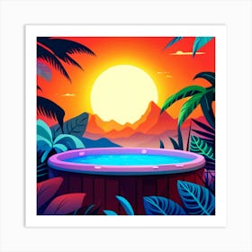 Hot Tub In The Jungle Art Print