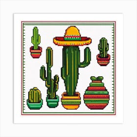 Cactus Cross Stitch Art Print