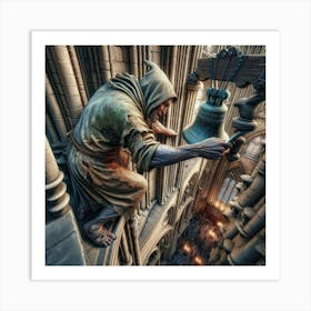 Climbing A Church To Ring The Bells Art Print