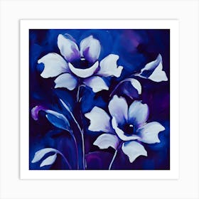 Flowers On A Purple Background Art Print