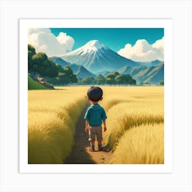 Boy In The Field Art Print