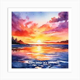 Sunset Watercolor Painting Art Print