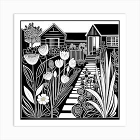 Lion cut inspired Black and white Garden plants & flowers art, Gardening art, Garden 203 Art Print