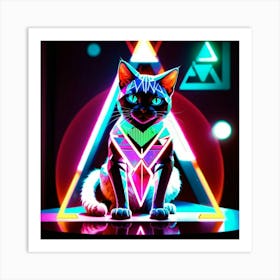 Neon Cat 2 Art Print