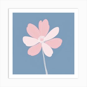 A White And Pink Flower In Minimalist Style Square Composition 68 Art Print