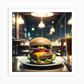 Hamburger On A Plate 120 Art Print