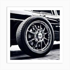 Black Car Wheel Art Print