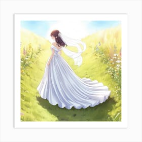 Bride In A Field Art Print