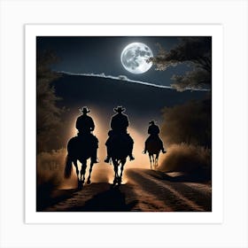 Cowboys At Night 1 Art Print