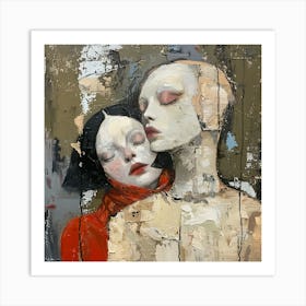 Embrace in Silence. Textured Emotionalism in a Modernist Framework Art Print