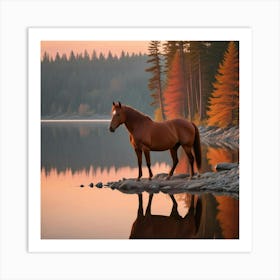 Horse By The Lake 7 Art Print