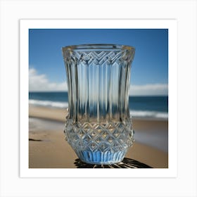 Vaso De Cristal A Orillas Del Mar Art Print