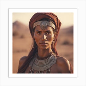 African Woman In The Desert Art Print