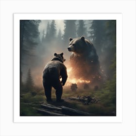 Two Bears In The Forest Art Print