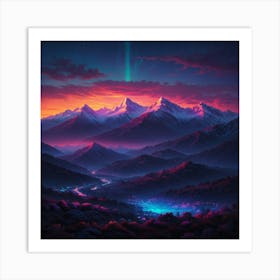 Sunset In The Mountains 23 Art Print