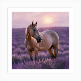 Horse In Lavender Field 6 Art Print