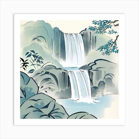 Waterfall ink style Art Print