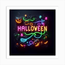 Colorful Neon Halloween Title Art Art Print