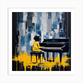 Girl Playing Piano Art Print