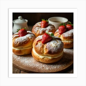 Pastries On A Wooden Table Art Print