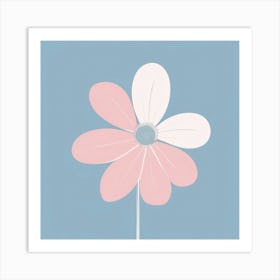 A White And Pink Flower In Minimalist Style Square Composition 166 Art Print