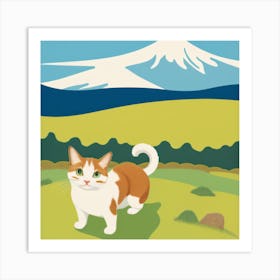 Cat In The Field Art Print