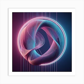 Neon String Circle Art Print