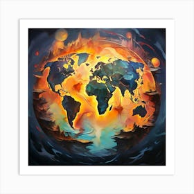 Earth In Flames Art Print