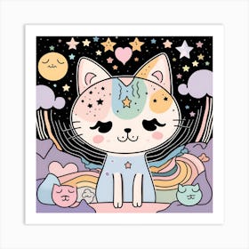 Kawaii Cat Art Print