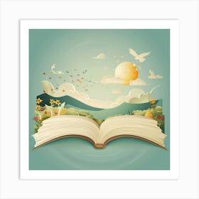 Open Book Illustration Art Print