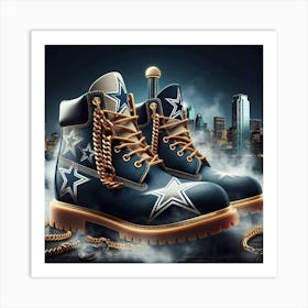 Dallas Cowboys Boots With Chains Art Print