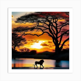 Lion At Sunset 19 Art Print