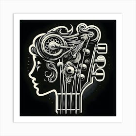 Portrait Of A Woman With A Guitar Art Print