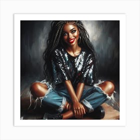 Black Girl With Braids 2 Art Print